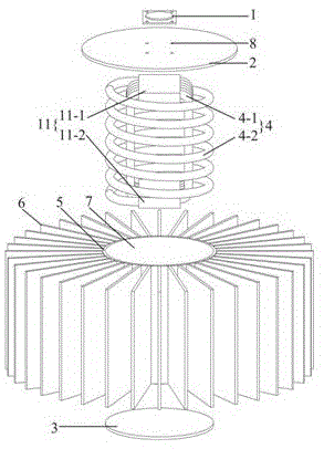 一種脈動熱管協同重力熱管強化大功率LED散熱裝置